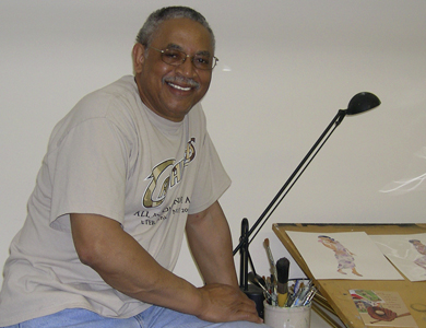 The artist in his studio